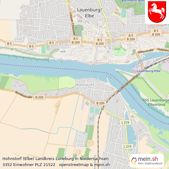 Hohnstorf (Elbe) Landkreis Lüneburg Lageplan © Openstreetmap Contributors Hohnstorf (Elbe) Landstadt Lageplan